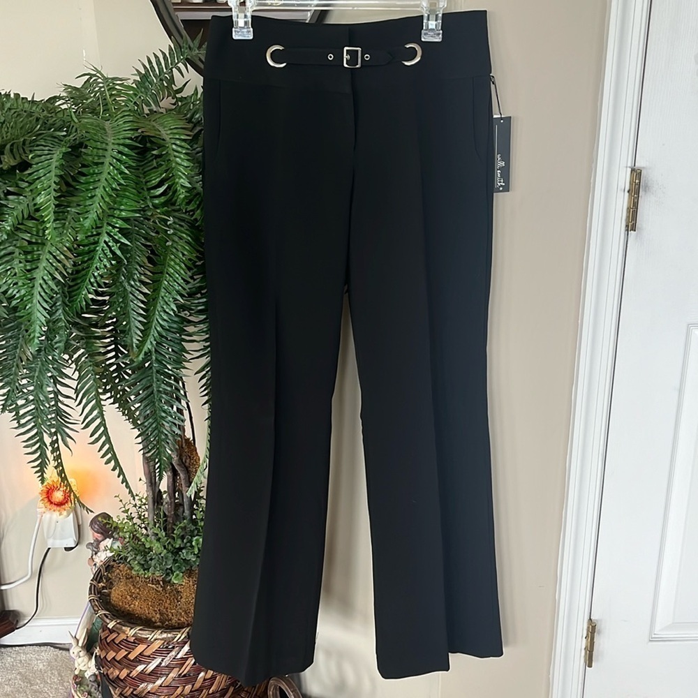 Brand New Willi Smith Black Dress Pants Trousers w/ Silver Tone Accents & Belt